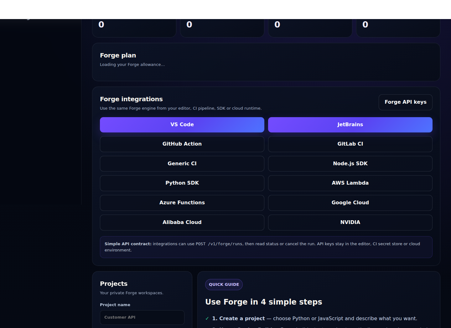Forge integrations screenshot